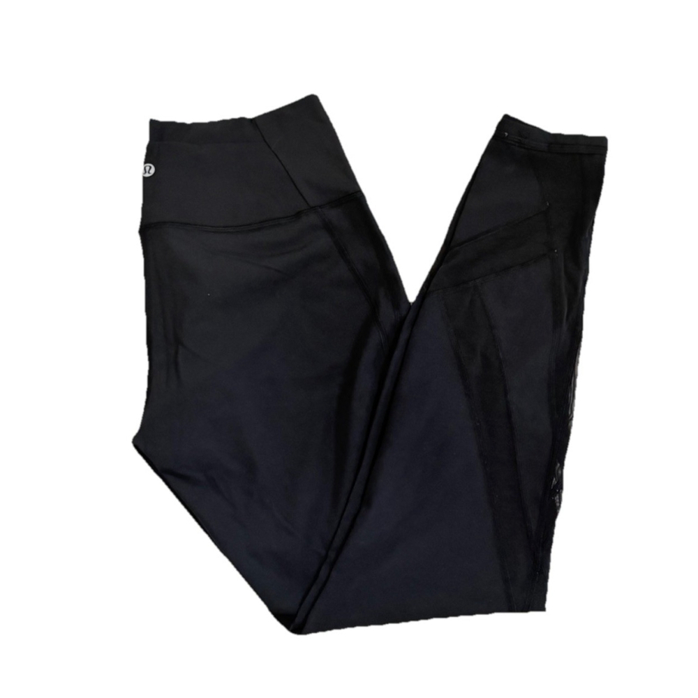 LULULEMON WUNDER UNDER HIGH RISE TIGHT 28”MESH BLACK SIZE 10